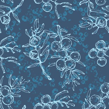 Ardıç dalları pürüzsüz desen. Çiçekli Bohem fayansları. Vektör çiçekli arka plan. Bitki bitkileri.