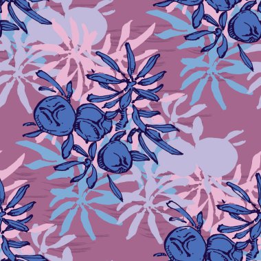 Ardıç dalları pürüzsüz desen. Çiçekli Bohem fayansları. Vektör çiçekli arka plan. Bitki bitkileri.