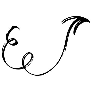 Beyaz arkaplanda siyah el çizilmiş mürekkep fırçası oku