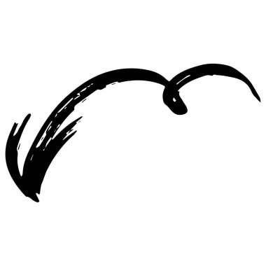 Beyaz arkaplanda siyah el çizilmiş mürekkep fırçası oku