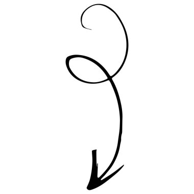 Beyaz arkaplanda siyah el çizilmiş mürekkep fırçası oku