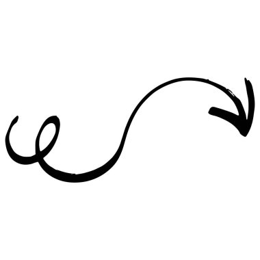 Beyaz arkaplanda siyah el çizilmiş mürekkep fırçası oku