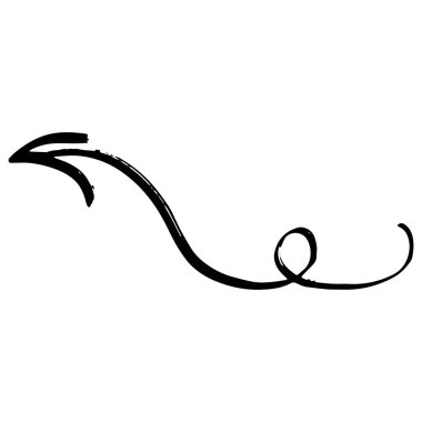 Beyaz arkaplanda siyah el çizilmiş mürekkep fırçası oku