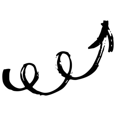 Beyaz arkaplanda siyah el çizilmiş mürekkep fırçası oku