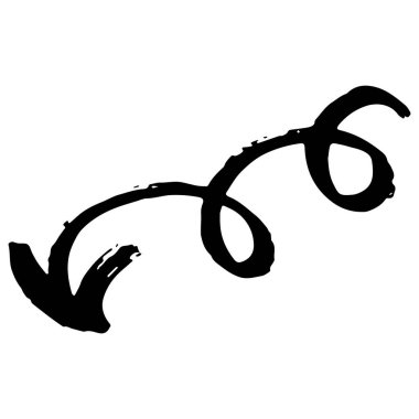 Beyaz arkaplanda siyah el çizilmiş mürekkep fırçası oku