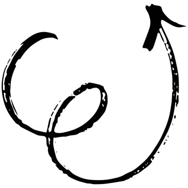 Beyaz arkaplanda siyah el çizilmiş mürekkep fırçası oku