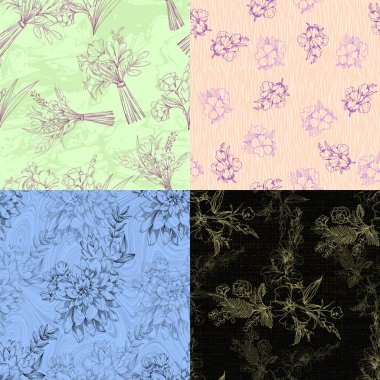 El çizimi çiçek arkaplanı. Botanik kusursuz desen. Çizim çizimi. Moda, kumaş, tekstil, duvar kağıdı, kapak, ağ, ambalaj ve tüm baskılar için tasarım