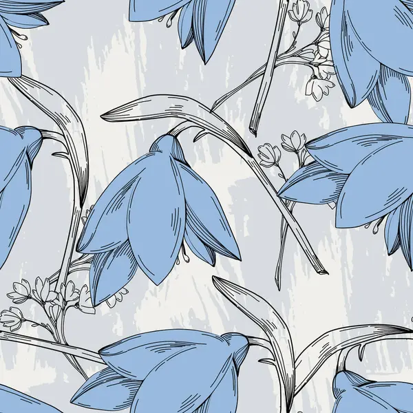 Fondo Floral Dibujado Mano Patrón Sin Costura Botánica Dibujo Dibujo Ilustración De Stock