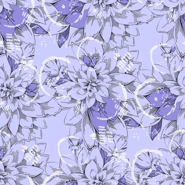 Fondo Floral Dibujado Mano Patrón Sin Costura Botánica Dibujo Dibujo Gráficos Vectoriales