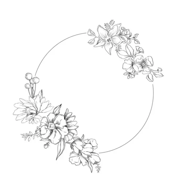Fondo Floral Dibujado Mano Patrón Sin Costura Botánica Dibujo Dibujo Gráficos Vectoriales