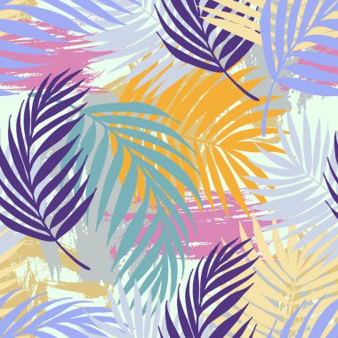 Hawaii palmiyesinin kusursuz dokusu. Çizim tasarımı el çizimi. Palmiye ağacıyla tropikal desen. Tekstil, baskı, duvar kağıtları, ambalaj..