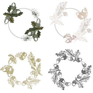 Meşe palamudu ile kusursuz desen. Sonbahar yapraklı desen, sonbahar yapraklı arka plan. Soyut yaprak dokusu.