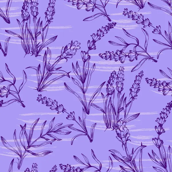 Lavender Pattern Seamless Print Printing Textiles Clothing Packaging Marketing Lavender — Stock Vector