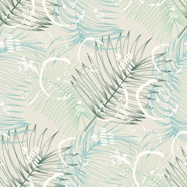 Seamless Pattern Texture Hawaii Palm Tree Illustration Design Hand Draw — Stock Vector