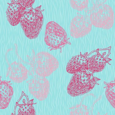 Çilek pürüzsüz desen. Kumaş dokusu, ambalaj kağıdı, duvar kağıdı. Dekoratif baskı.