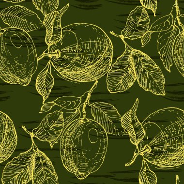 Pembe arka planda izole edilmiş limonlu tropik, pürüzsüz desen. Tekstil, ambalaj kağıdı, duvar kağıdı için tasarım.