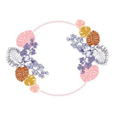 Canavarlı ve orkideli kusursuz desen. Tropikal egzotik süslemeler el yapımı arka plan. Ayrıntılı illüstrasyon, el çizimi. Kumaş ve tekstil için harika, parmak izi, davetiye.