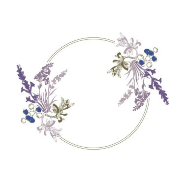 Yabanmersinli ve lavantalı kusursuz desen. Renkli taslak stili el çizimi arka plan. Ayrıntılı illüstrasyon, el çizimi. Kumaş ve tekstil için harika, parmak izi, davetiye, ambalaj