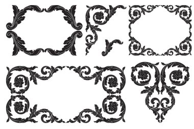 Çerçeve ve Sınırlar. Tasarım için klasik klasik barok element vektörü. Dekoratif tasarım unsuru filigran hat vektörü. Tebrik kartı dekorasyonu için kullanabilirsiniz..
