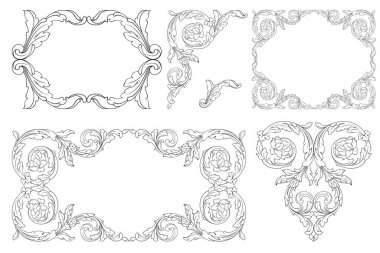 Çerçeve ve Sınırlar. Tasarım için klasik klasik barok element vektörü. Dekoratif tasarım unsuru filigran hat vektörü. Tebrik kartı dekorasyonu için kullanabilirsiniz..