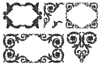 Çerçeve ve Sınırlar. Tasarım için klasik klasik barok element vektörü. Dekoratif tasarım unsuru filigran hat vektörü. Tebrik kartı dekorasyonu için kullanabilirsiniz..