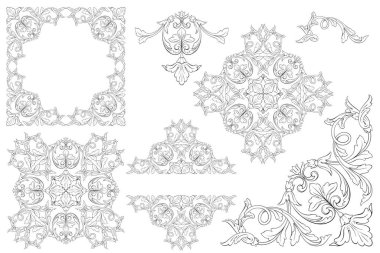 Karmaşık çiçek desenli dekoratif elementler