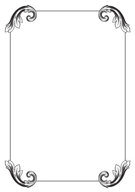 Sınır Çerçeve Vintage Dekoratif. Beyaz arka planda izole edilmiş. Metni süslemek için dikey boş şablonlar. Selamlama ya da düğün çerçevesi.