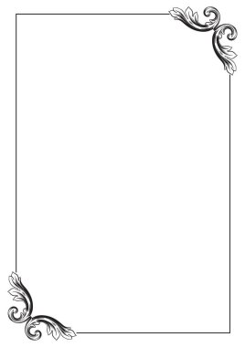 Sınır Çerçeve Vintage Dekoratif. Beyaz arka planda izole edilmiş. Metni süslemek için dikey boş şablonlar. Selamlama ya da düğün çerçevesi.