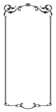 Sınır Çerçeve Vintage Dekoratif. Beyaz arka planda izole edilmiş. Metni süslemek için dikey boş şablonlar. Selamlama ya da düğün çerçevesi.