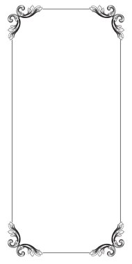 Sınır Çerçeve Vintage Dekoratif. Beyaz arka planda izole edilmiş. Metni süslemek için dikey boş şablonlar. Selamlama ya da düğün çerçevesi.