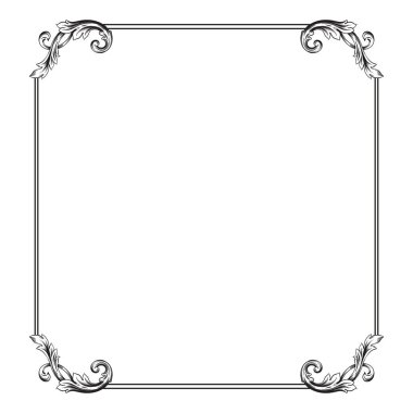 Sınır Çerçeve Vintage Dekoratif. Beyaz arka planda izole edilmiş. Metni süslemek için dikey boş şablonlar. Selamlama ya da düğün çerçevesi.