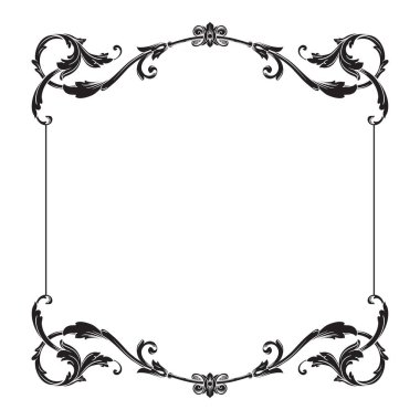 Sınır Çerçeve Vintage Dekoratif. Beyaz arka planda izole edilmiş. Metni süslemek için dikey boş şablonlar. Selamlama ya da düğün çerçevesi.