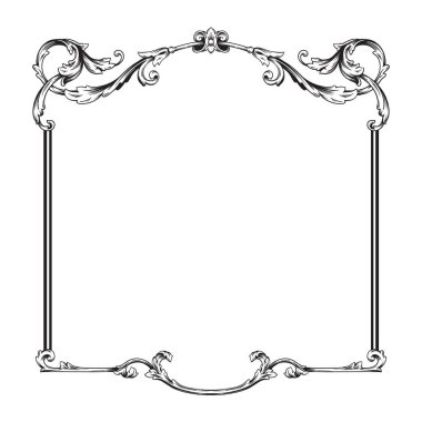 Sınır Çerçeve Vintage Dekoratif. Beyaz arka planda izole edilmiş. Metni süslemek için dikey boş şablonlar. Selamlama ya da düğün çerçevesi.