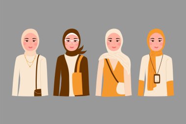 Çeşitli tesettür tarzı kadın koleksiyonu