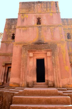 Lalibela, northern Ethiopia famous for its monolithic rock-hewn churches. Lalibela is one of Ethiopia's holiest cities and a center of pilgrimage. It is located in the Amara region clipart