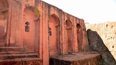 Lalibela northern Ethiopia famous for its monolithic rock-hewn churches. Lalibela is one of Ethiopia's holiest cities and a center of pilgrimage. It is located in the Amara region clipart