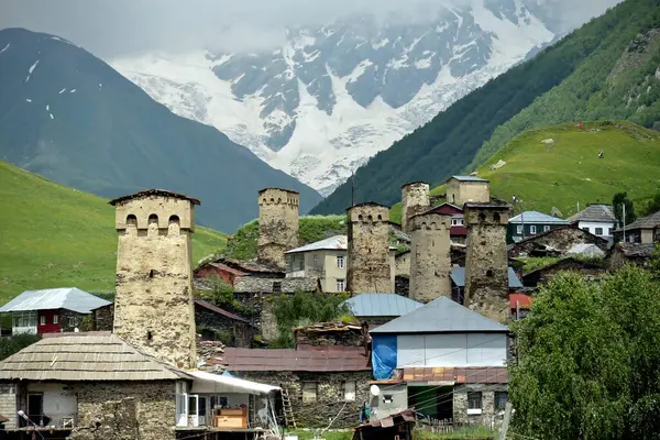 stock image Georgia,Ushguli Svan Towers in the Svaneti region, defensive stone villages in the Caucasus