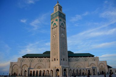 MOROCCO CASABLANCA  Hassan II Mosque, built by the will of the sovereign Hassan II and inaugurated in 1993, is the largest mosque in Morocco in size and among the largest in the world clipart