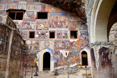 TURKYE,The Orthodox monastery of Sumela, built on a cliff overlooking the Altindere valley at 1200 meters above sea level, is located in the Maka region, today partially restored by the Turkish government clipart