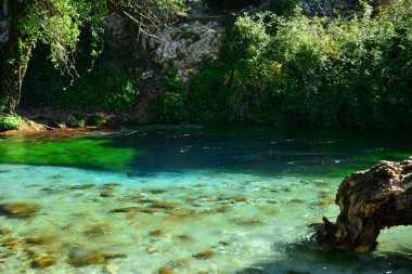 Syri i Kaltr bir karst baharıdır, derinliği hala bilinmemektedir, sık meşe ve çınar ormanlarının ortasında gizlidir. Koyu mavi ve açık renkleri bir öğrenciye ve iris 'e benzer.