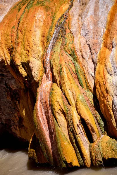 stock image ARGENTINA MENDOZA  Puente del'Inca, is a natural arch that forms a bridge over the Las Cuevas River, a tributary of the Mendoza River