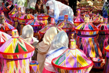 ETHIOPIA,AXUM, weekly basket market clipart