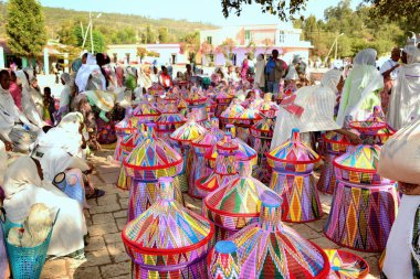 ETHIOPIA,AXUM, weekly basket market clipart