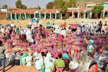 ETHIOPIA,AXUM, weekly basket market clipart