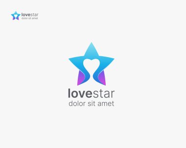 Aşk logosu varyasyonlu yaratıcı renkli yıldız