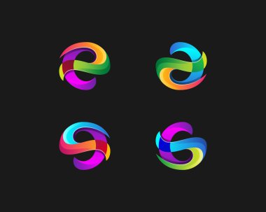 Yaratıcı renkli soyut logo seti