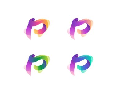 Soyut renkli harf P logo varyasyonları