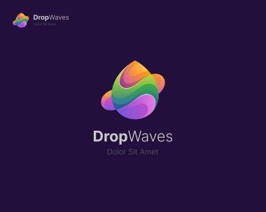 Water drop with gradient waves logo clipart