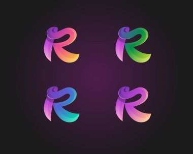 Soyut renkli harf r logo varyasyonları