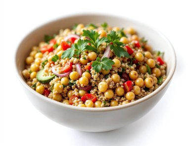 Quinoa Salad in the white blow on white background clipart